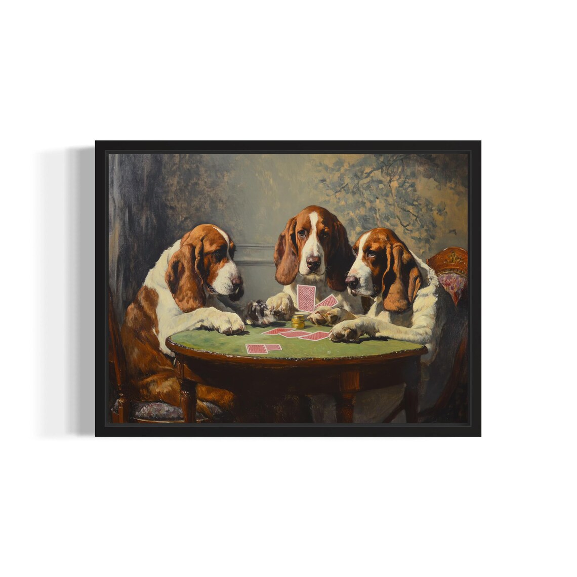 Basset Hound Playing Cards Humor Art Print