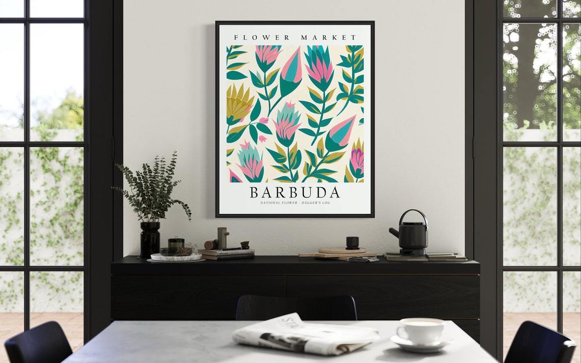 Barbuda Flower Market Poster Tropical Daggers Log Botanical Bloom - Image 3