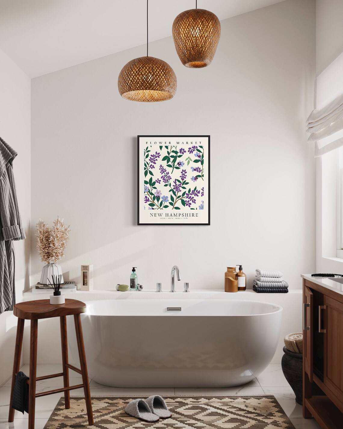 New Hampshire State Flower Lilac Botanical Art Print - Image 2