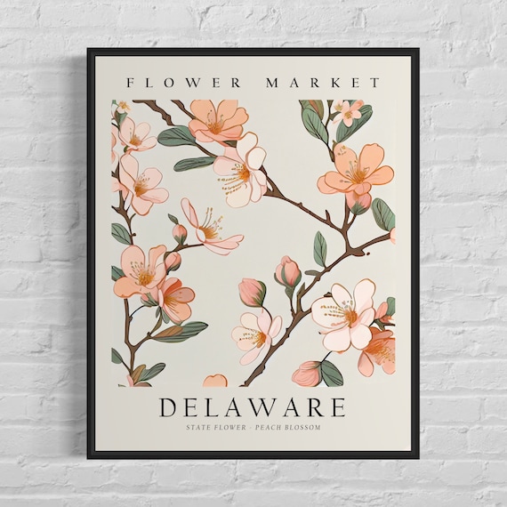 Delaware Peach Blossom Neutral Botanical Art Print