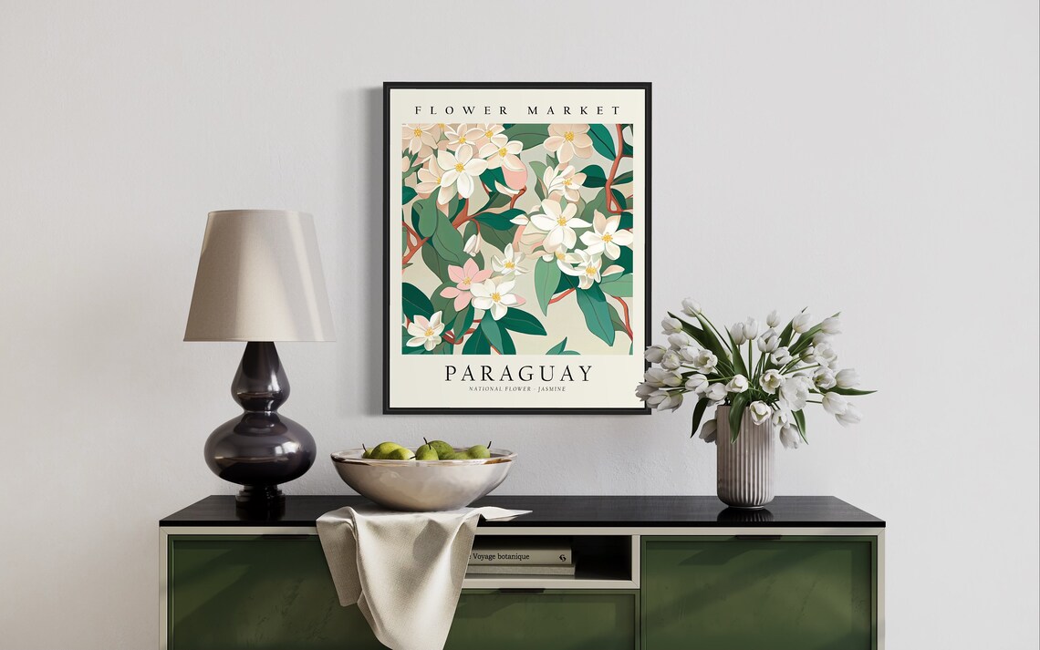 Paraguay Flower Market Botanical Pastel Art Print - Image 2