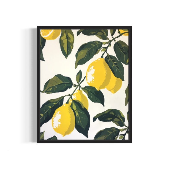 Lemon Poster Art Print Kitchen Fruit Decor For Kitchen Dining Restaurant Neutral Food Pastel Artwork