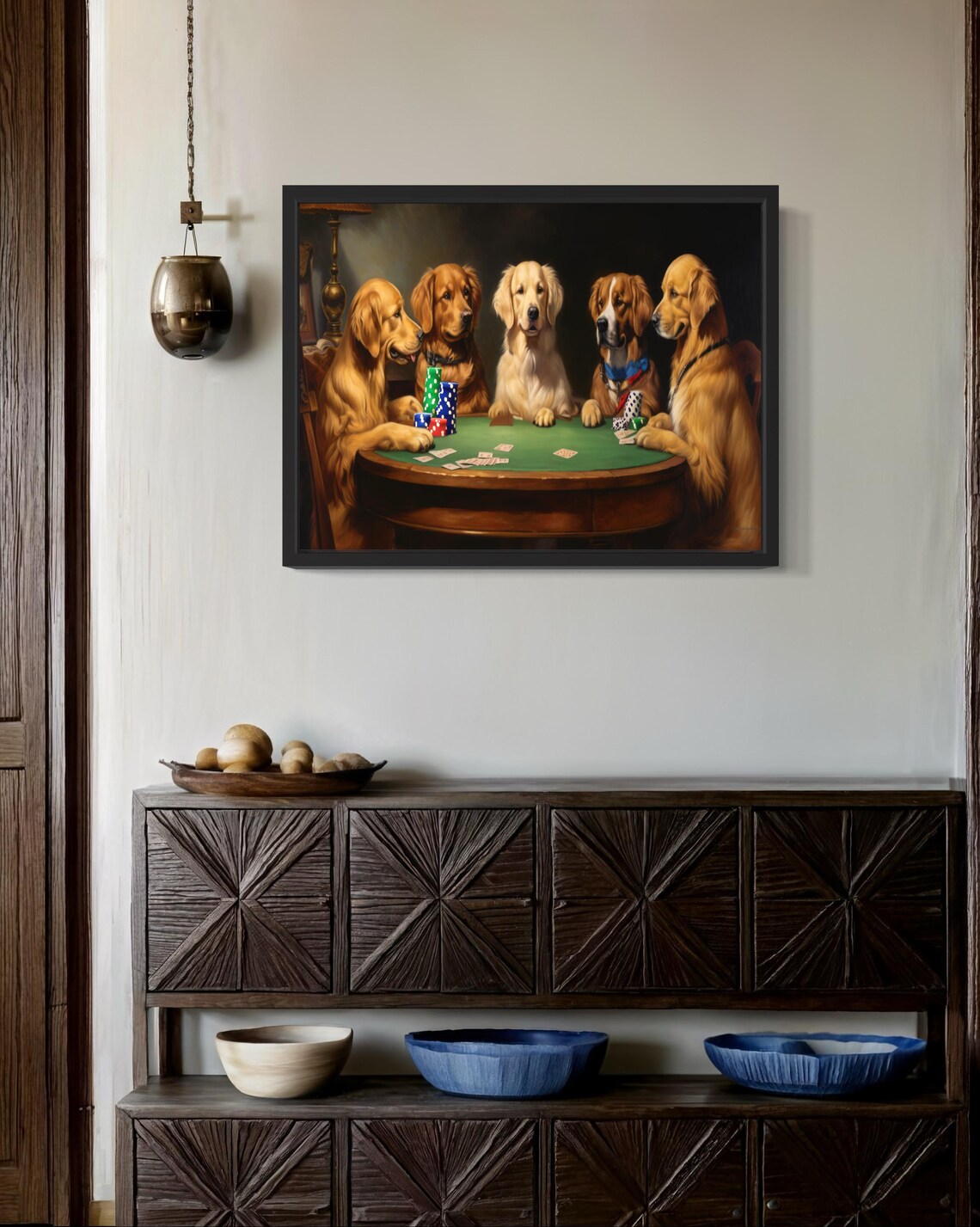 Golden Retriever Playing Cards Humor Art Print - Image 2