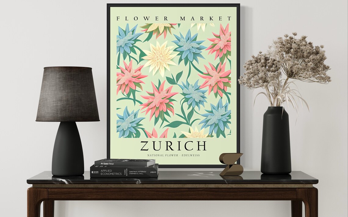Zurich Switzerland Flower Market Art Print, Edelweiss - Image 2