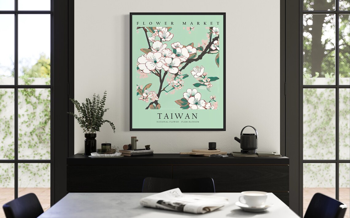 Taiwan National Flower Plum Blossom, Botanical Art Print - Image 2