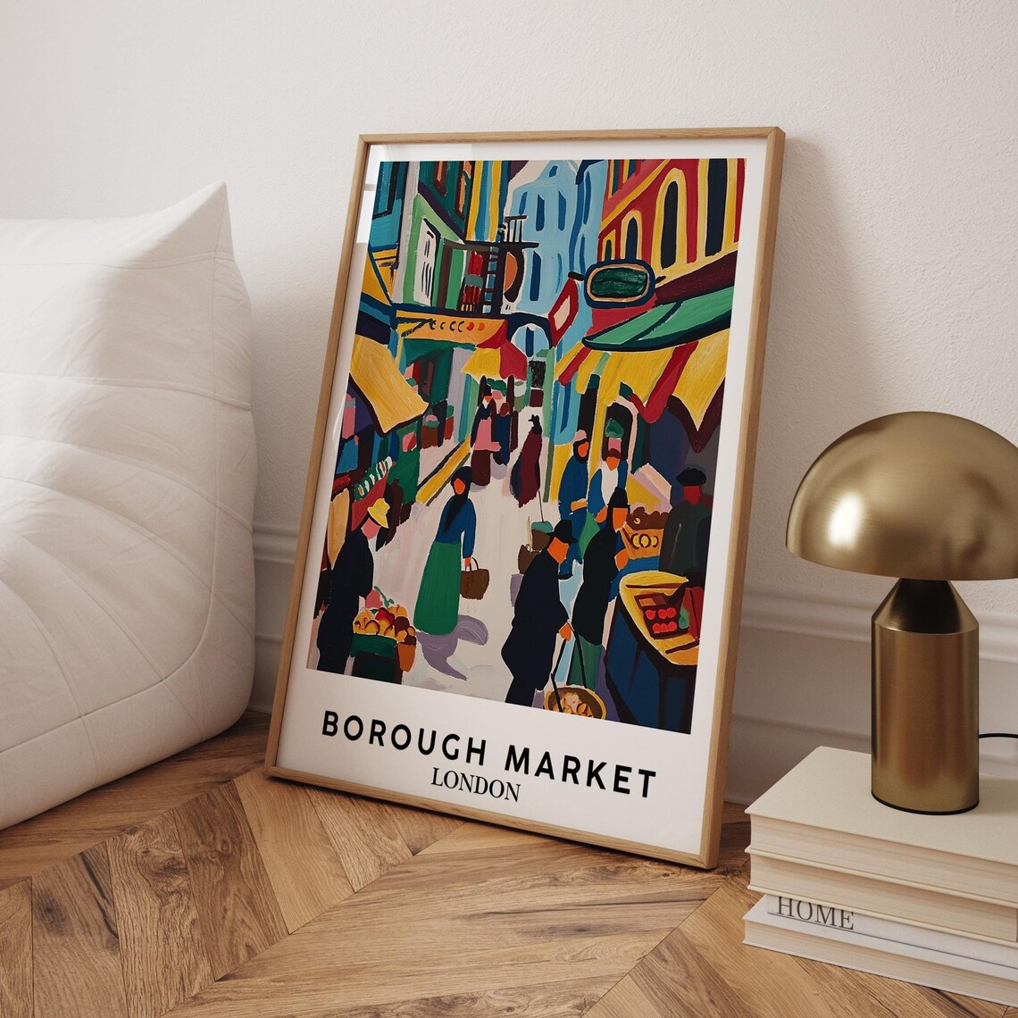 Borough Market London Fauvist Street Market Scene Travel Poster