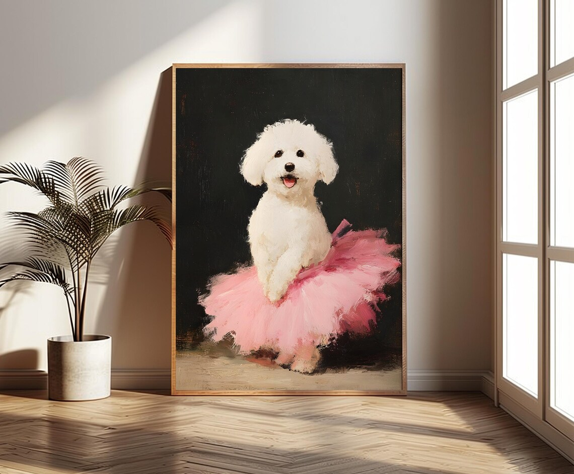 Cute Poodle Caniche Portrait, Sweet Dog Art Print