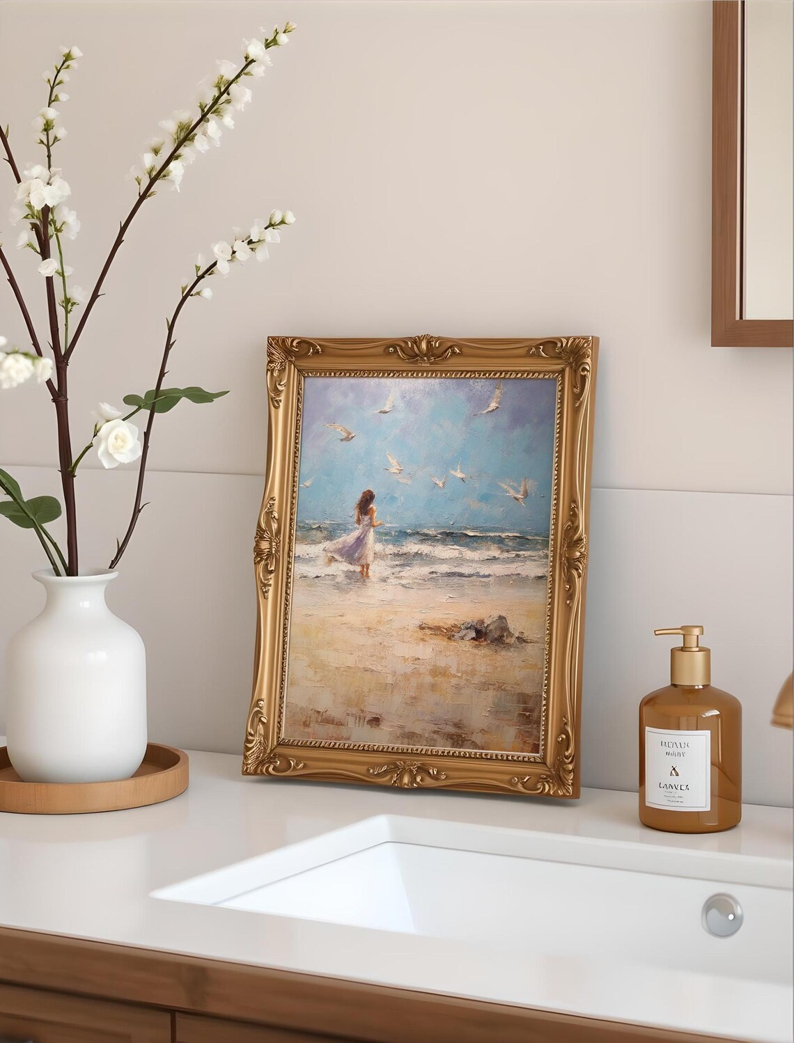Beach Scene Painting, Abstract Ocean Coastal Decor - Image 2