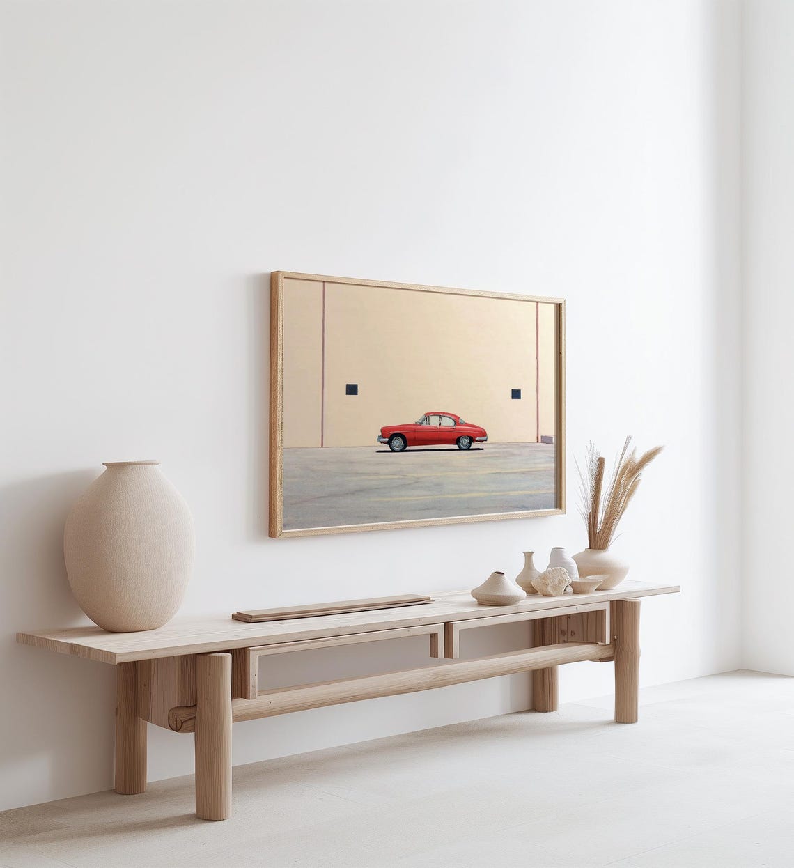 Vintage Red Car, Minimalist Retro Art Print - Image 2