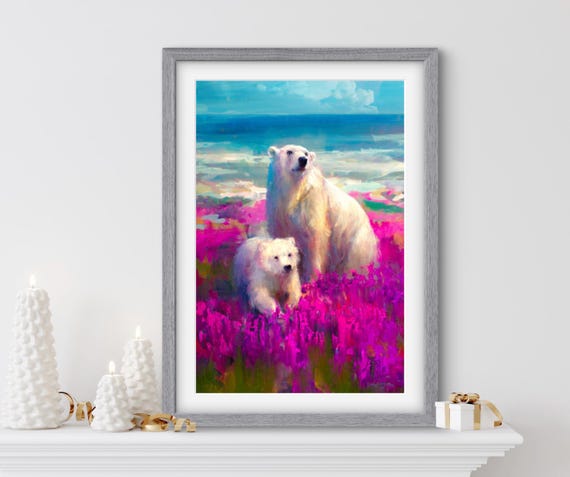 New Season Print Print Polar Bear Poster Bear Portrait North Pole Bear Nature And Animals Mother And Child