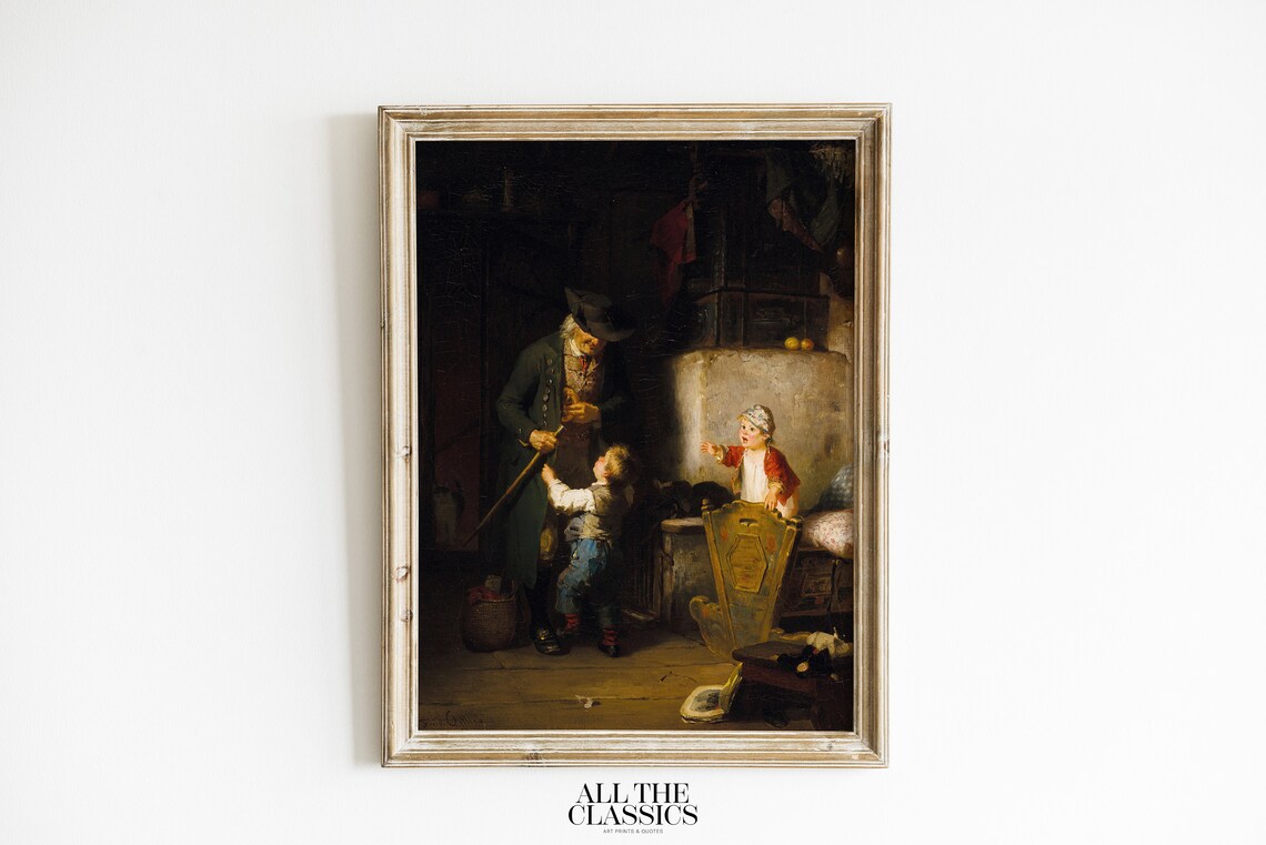 Der Besuch Des Grovaters, Vintage Family Portrait Art Print