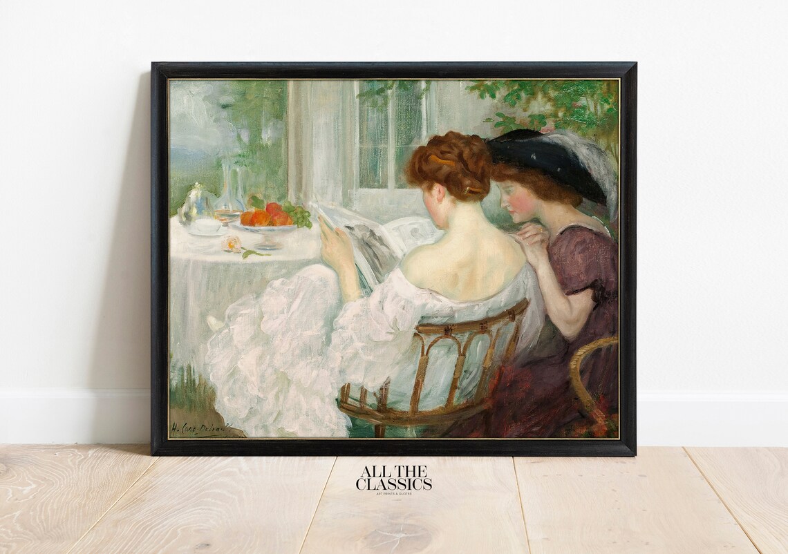 Henry Caro Delvaille Two Women Reading Together Morning Table Poster - Image 3