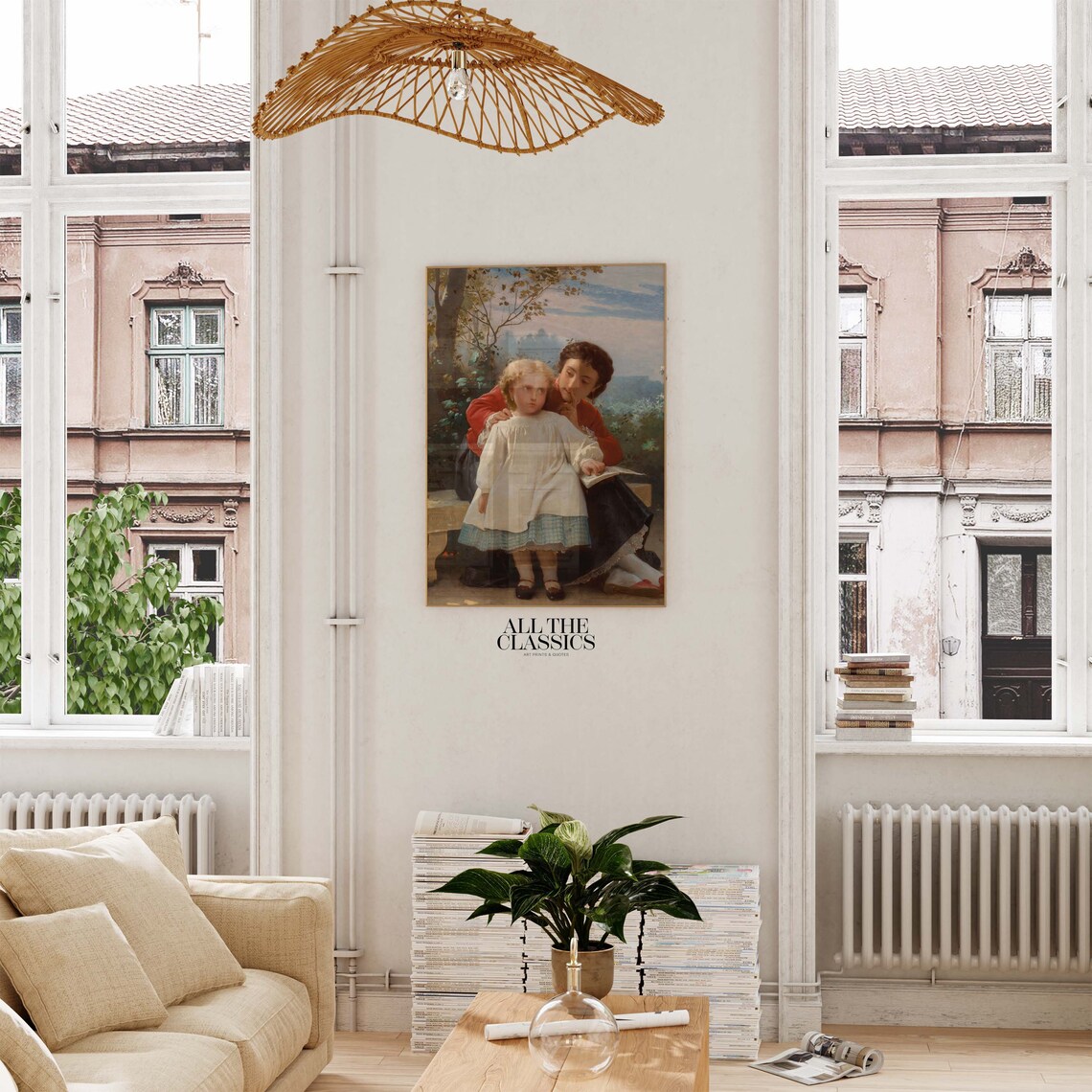 Mother And Child Reading Together Vintage Rustic Family Portrait Print - Image 2