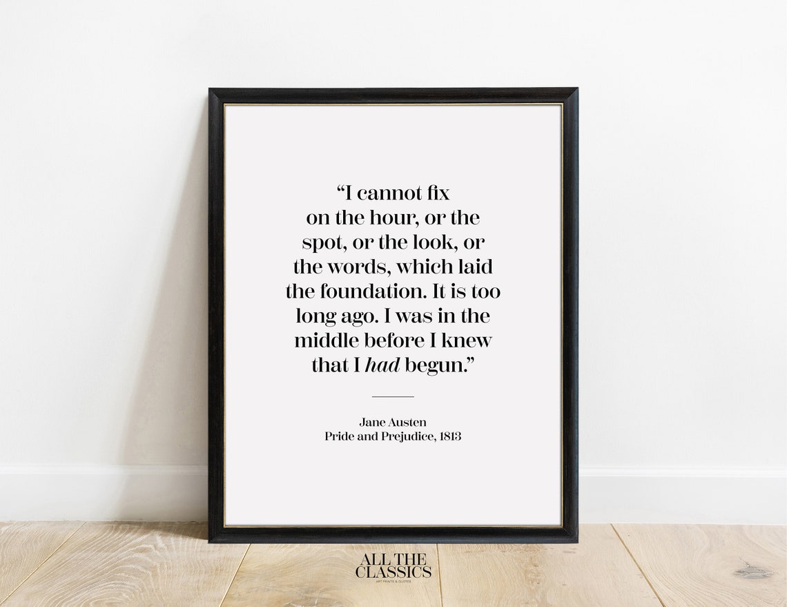 Jane Austen I Cannot Fix On The Hour Quote Minimalist Literary Poster