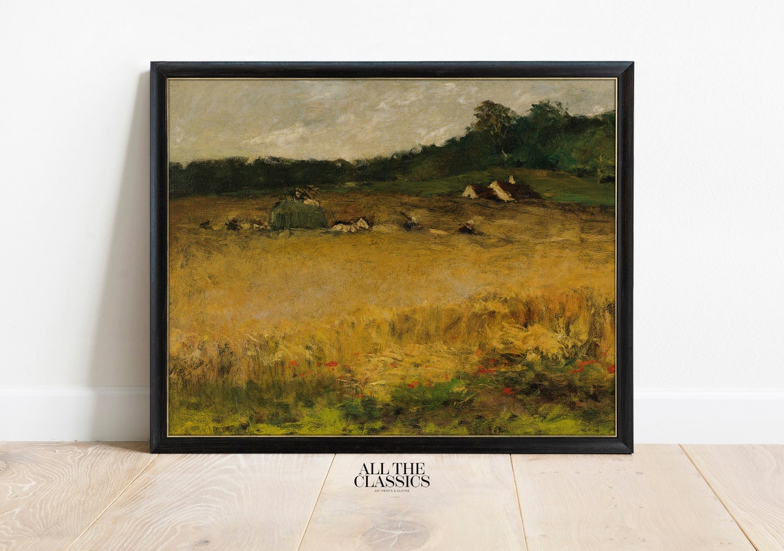 Vintage Golden Wheat Field Farmhouse Rustic Harvest Landscape Poster - Image 3