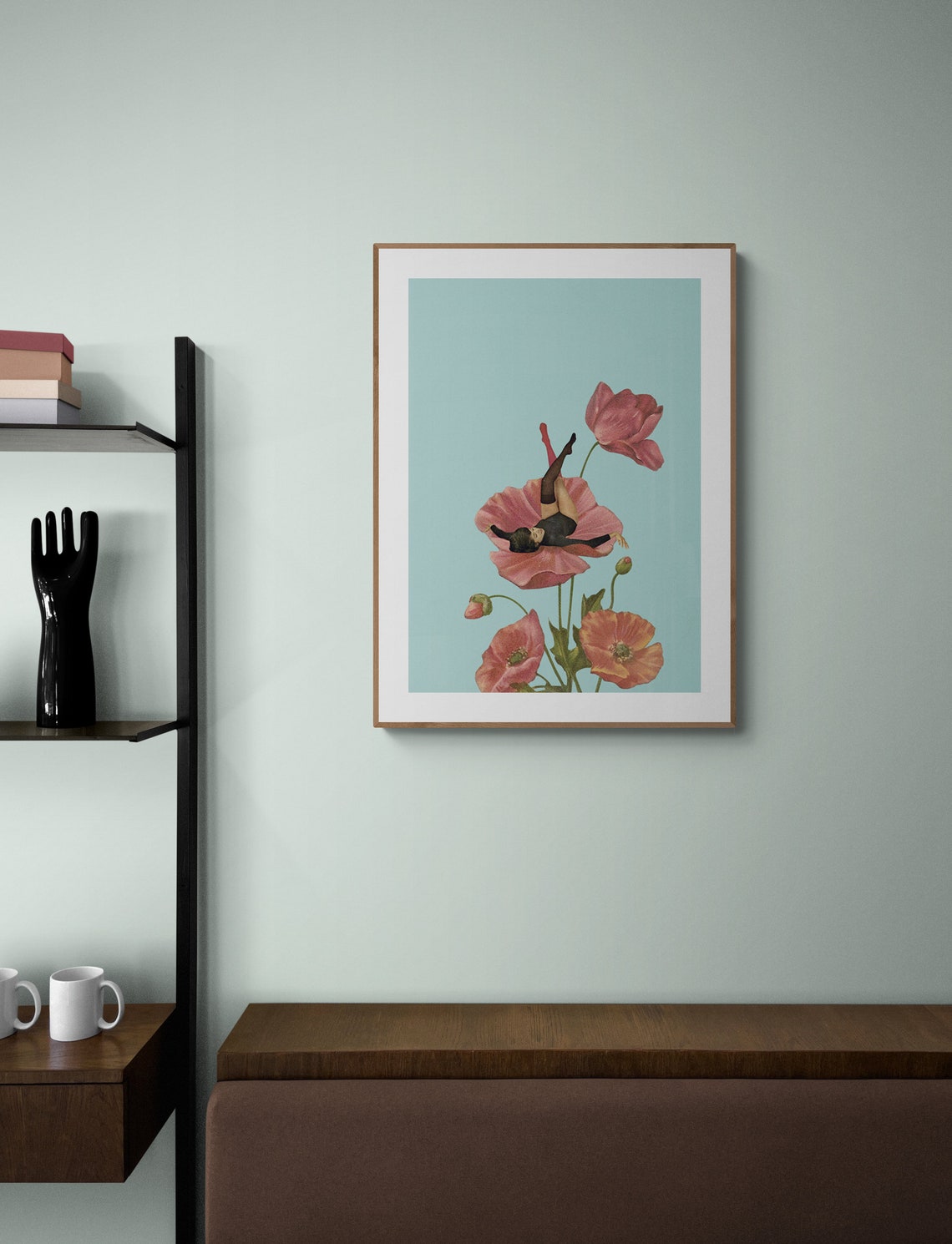 Colourful Dreamer Surreal Poppy Flower Woman Collage Art Poster - Image 3