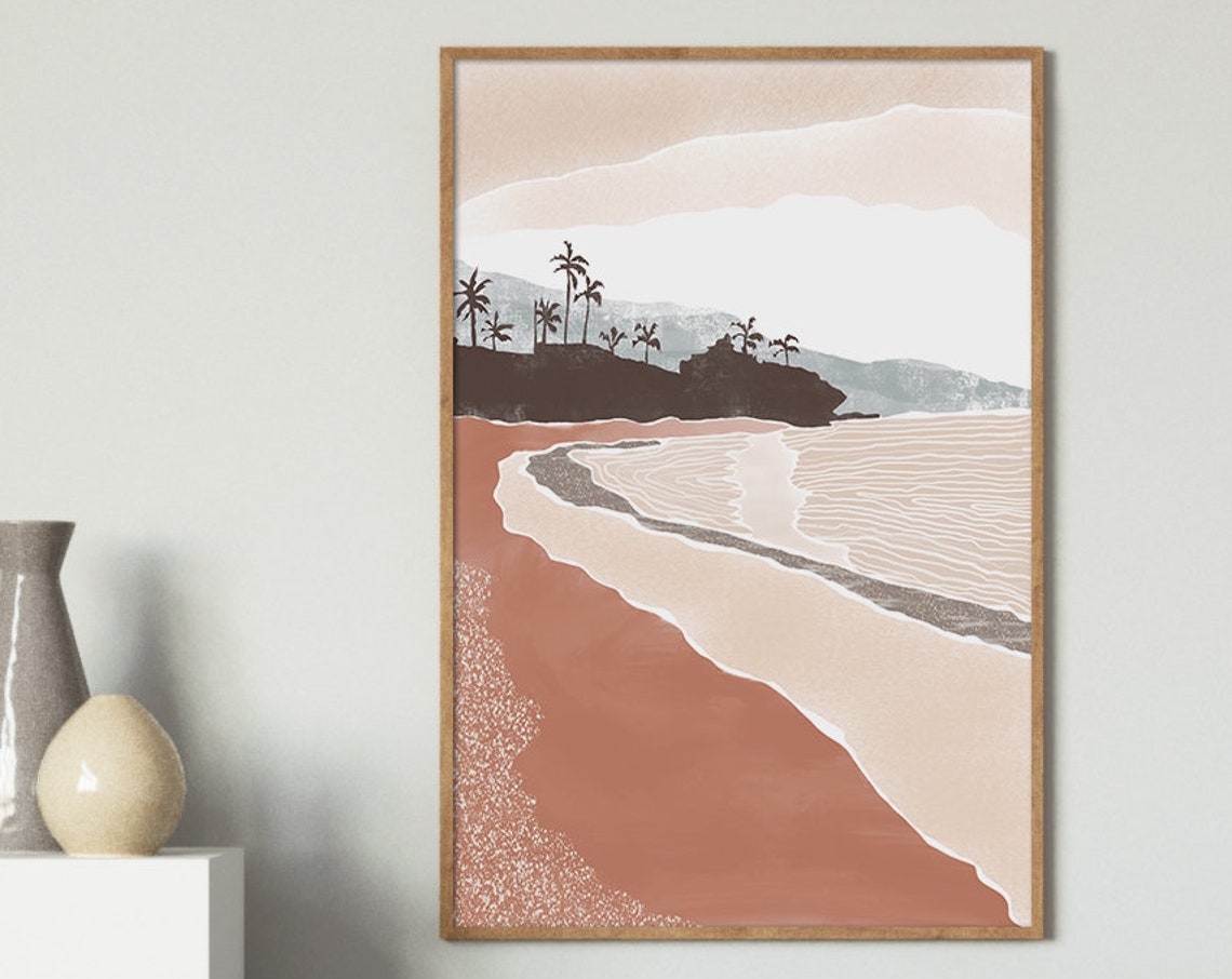 Tropical Beach Palm Trees Terracotta Sand Minimalist Coastal Poster - Image 4