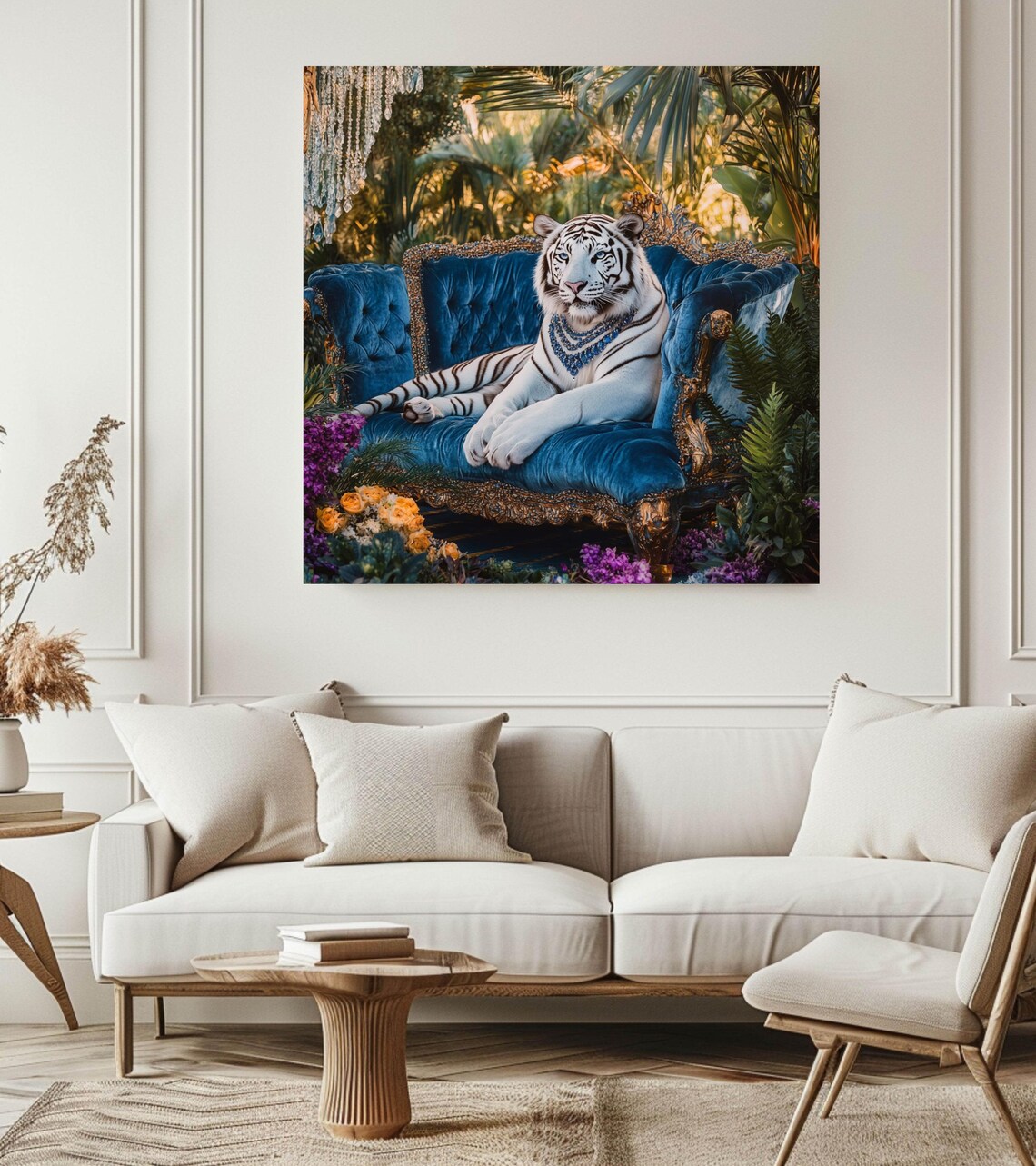 White Tiger Art Print, Maximalist Animal Decor - Image 2