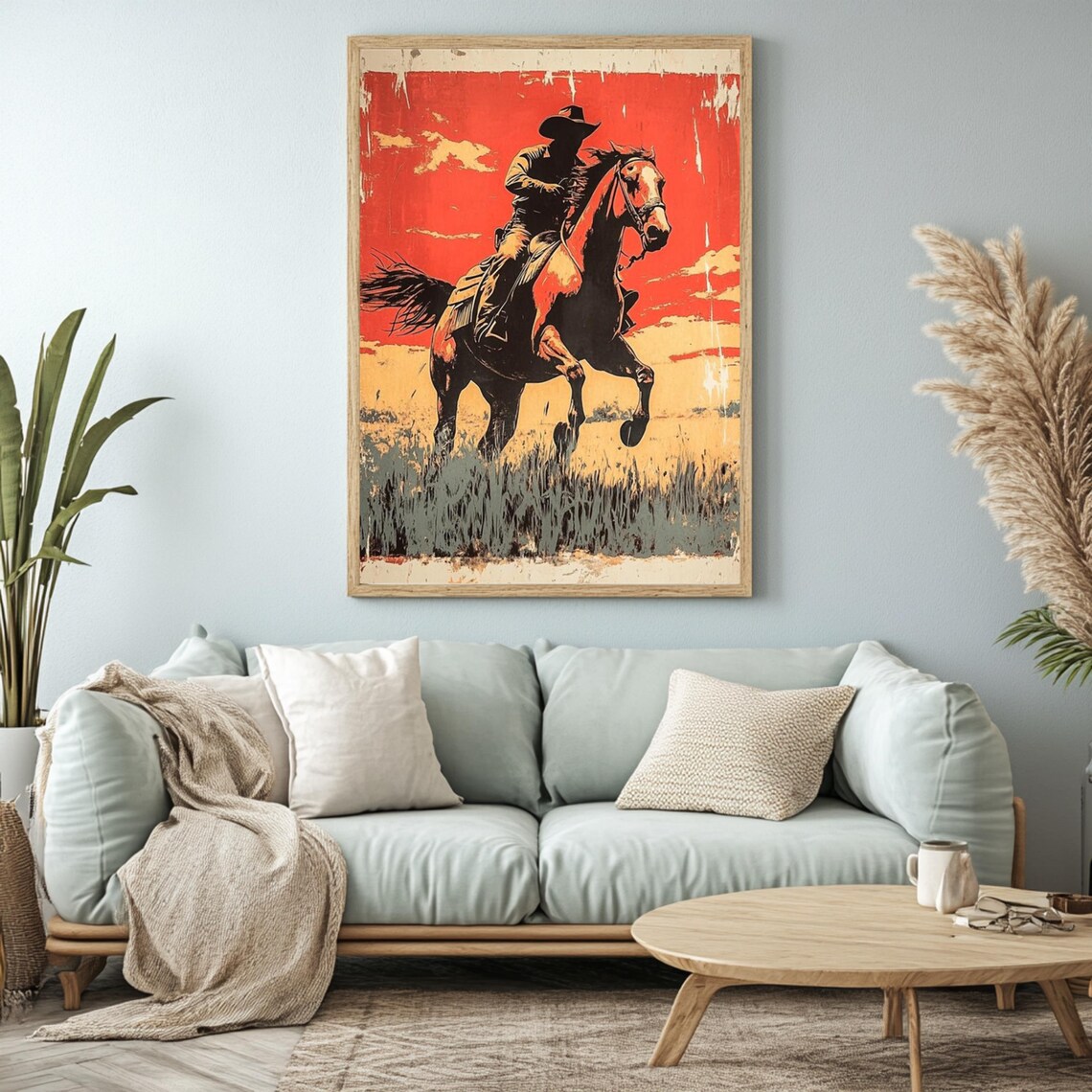 Vintage Cowboy Riding Western Poster, Rustic Decor - Image 4
