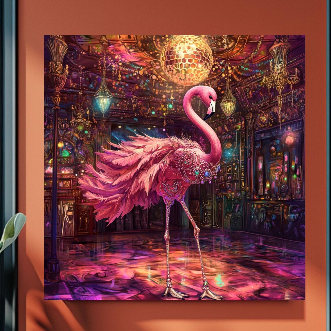 Funky Flamingo On The Dance Floor Poster
