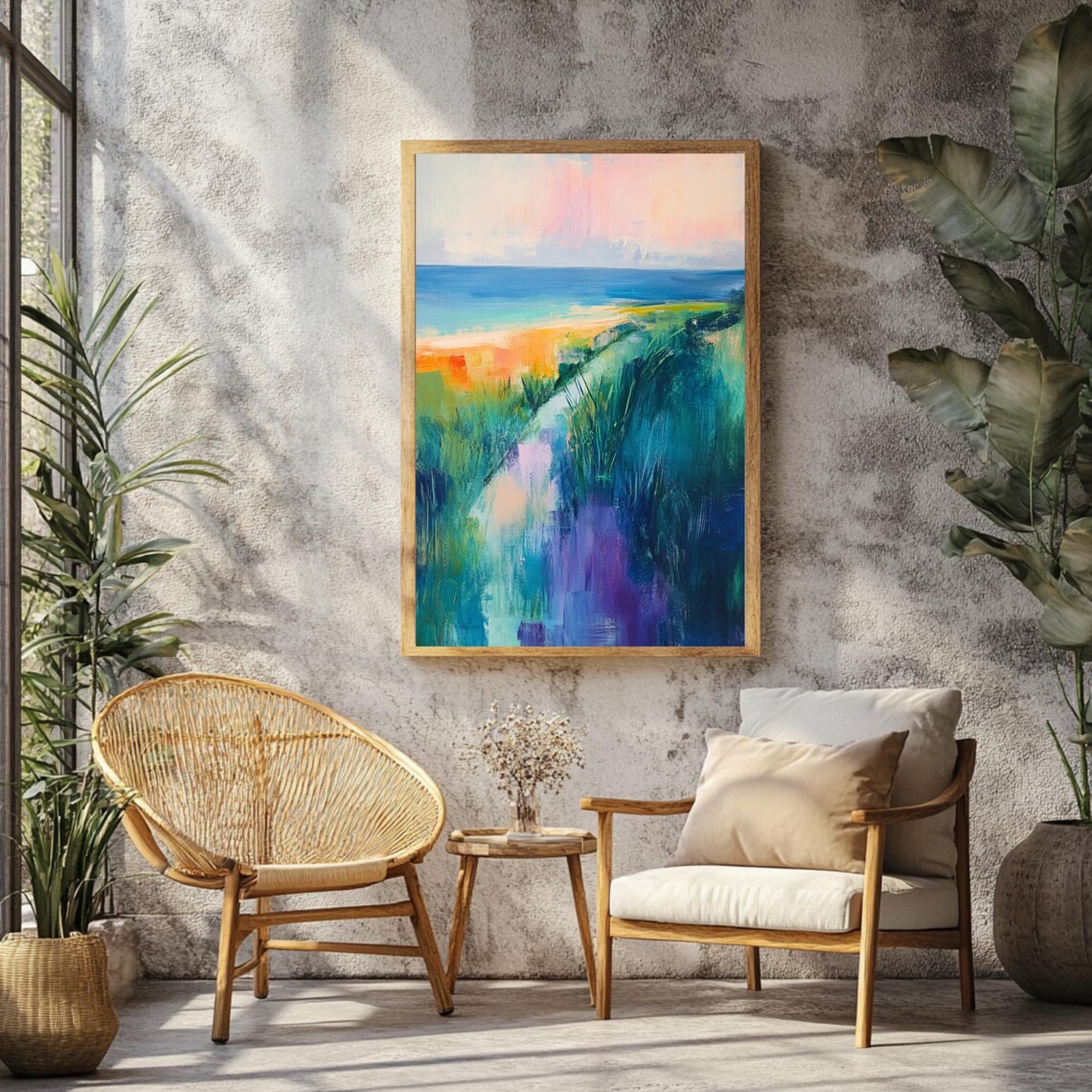 Seaside Path Abstract Coastal Landscape, Beachy Decor - Image 2