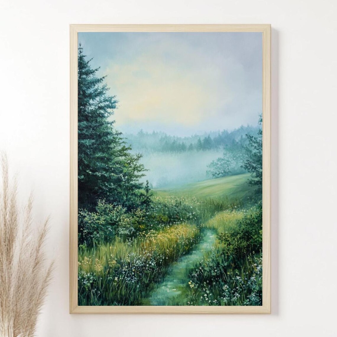 Serene Forest Path, Tranquil Nature Landscape Art Print