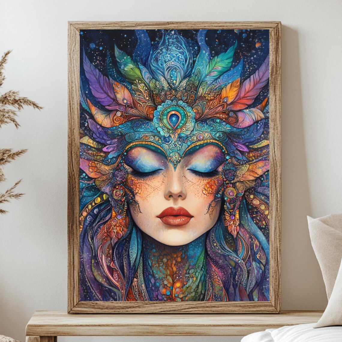 Mystical Goddess, Celestial Woman Portrait Art Print