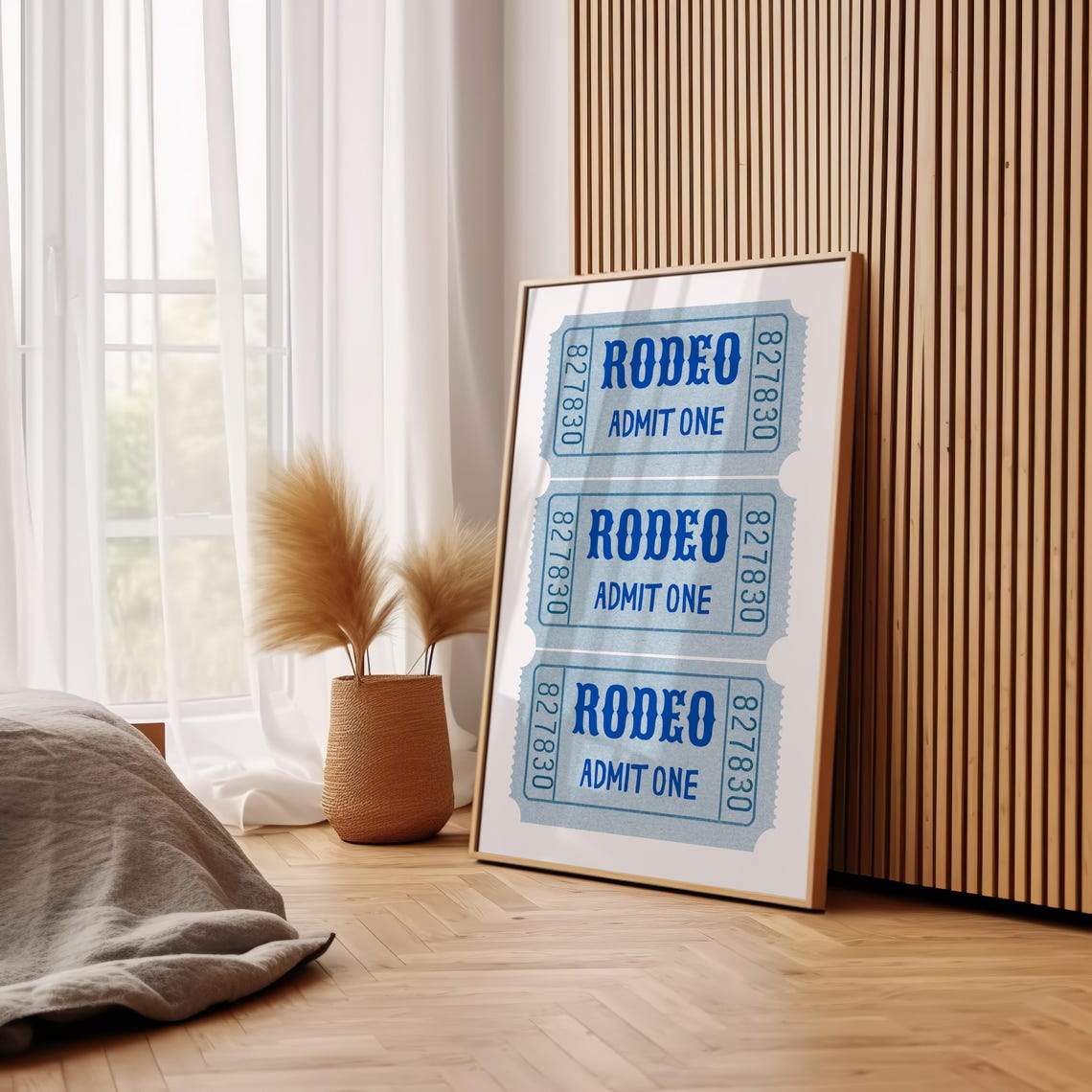 Rodeo Admit One Tickets Blue Retro Ticket Stub Western Poster - Image 3