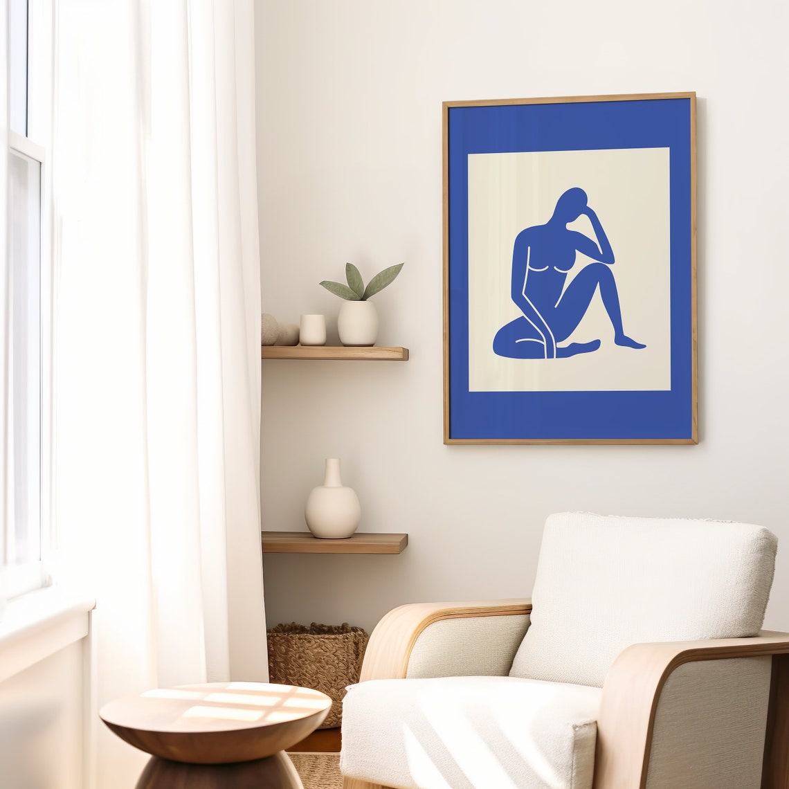 Matisse Style Blue Nude Woman Cut Paper Abstract Figurative Art Poster - Image 2