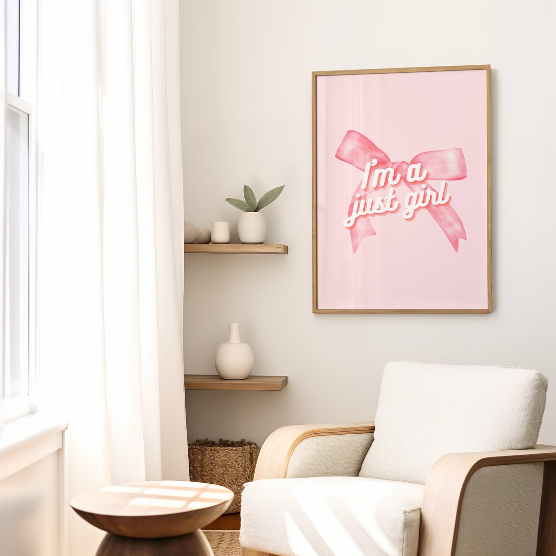 Girly Wall Art I Am Just A Girl Print Preppy Pink Aesthetic Art Trendy Retro Wall Art Girls Bedroom Print Soft Girl Decor - Image 2