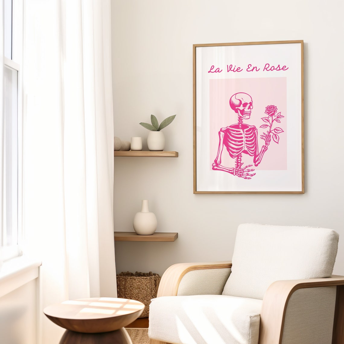 La Vie En Rose Print Coquette Soft Girl Aesthetic Print Trendy Romantic Poster French Quote Art Print Preppy Apartment Wall Art - Image 3
