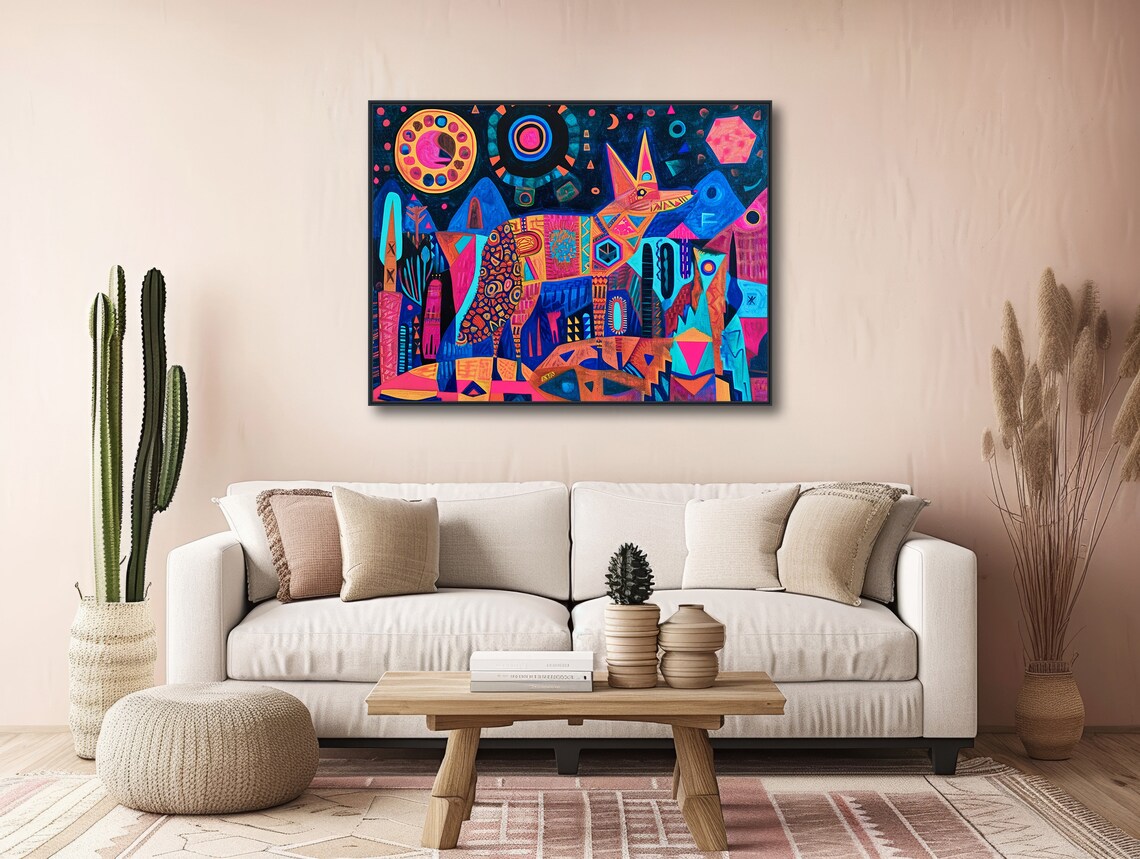 Moonlight Howl Coyote Art Print, Southwestern Boho - Image 3