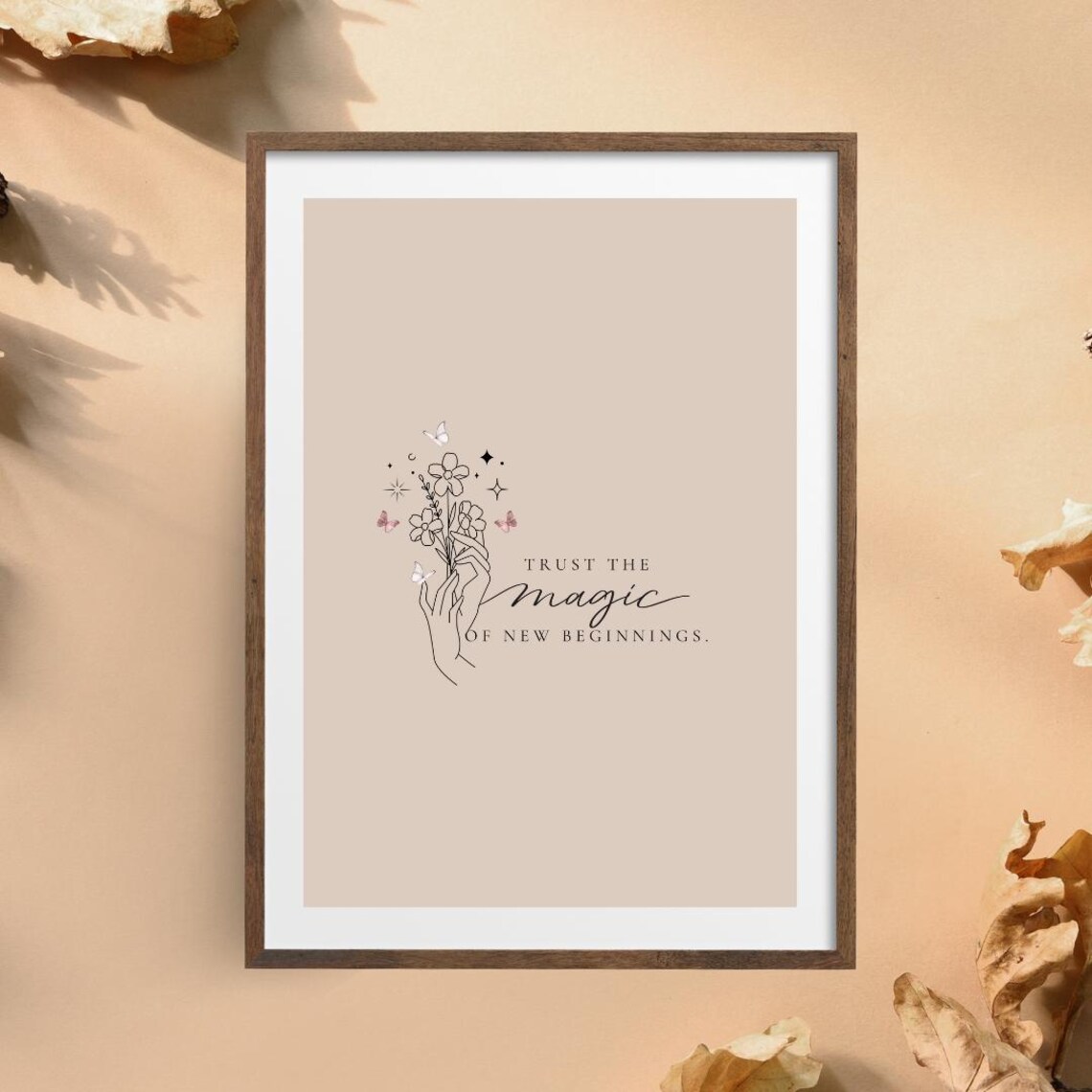 Trust the Magic of New Beginnings Floral Hand Line Art Poster - Image 3
