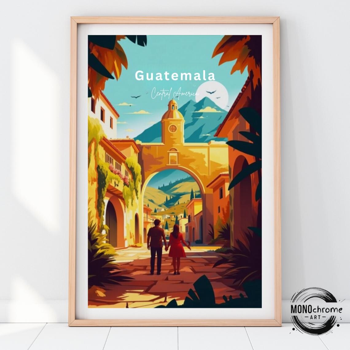 Guatemala Travel Poster, Birthday Wedding Gift