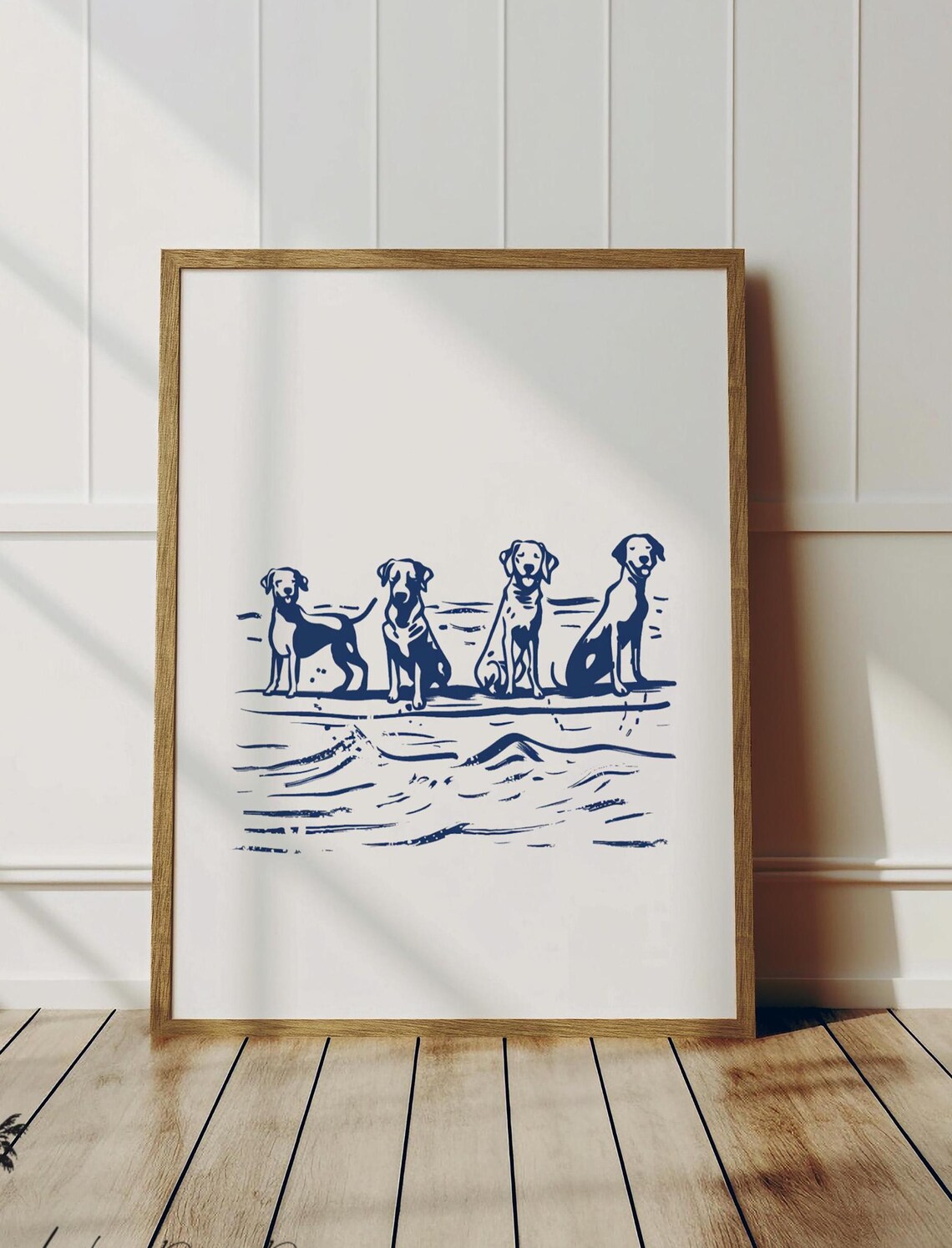 Whimsical Dogs on Surfboards, Coastal Art Print