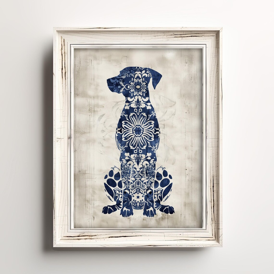 Decorative Floral Dog Delightful Art, Boho Poster