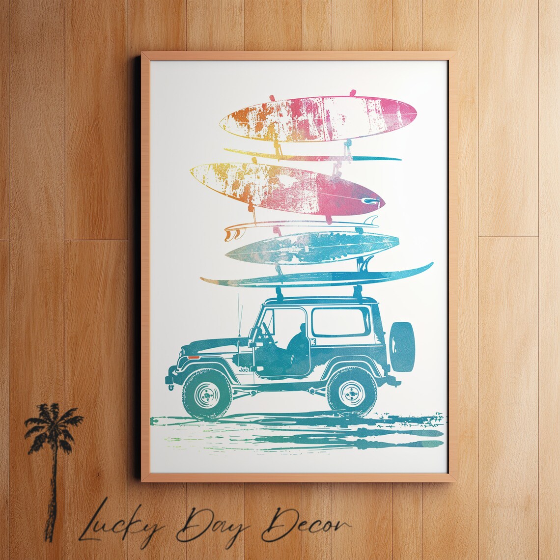 Surfing For Six Whimsical Buggie Coastal Surf Poster