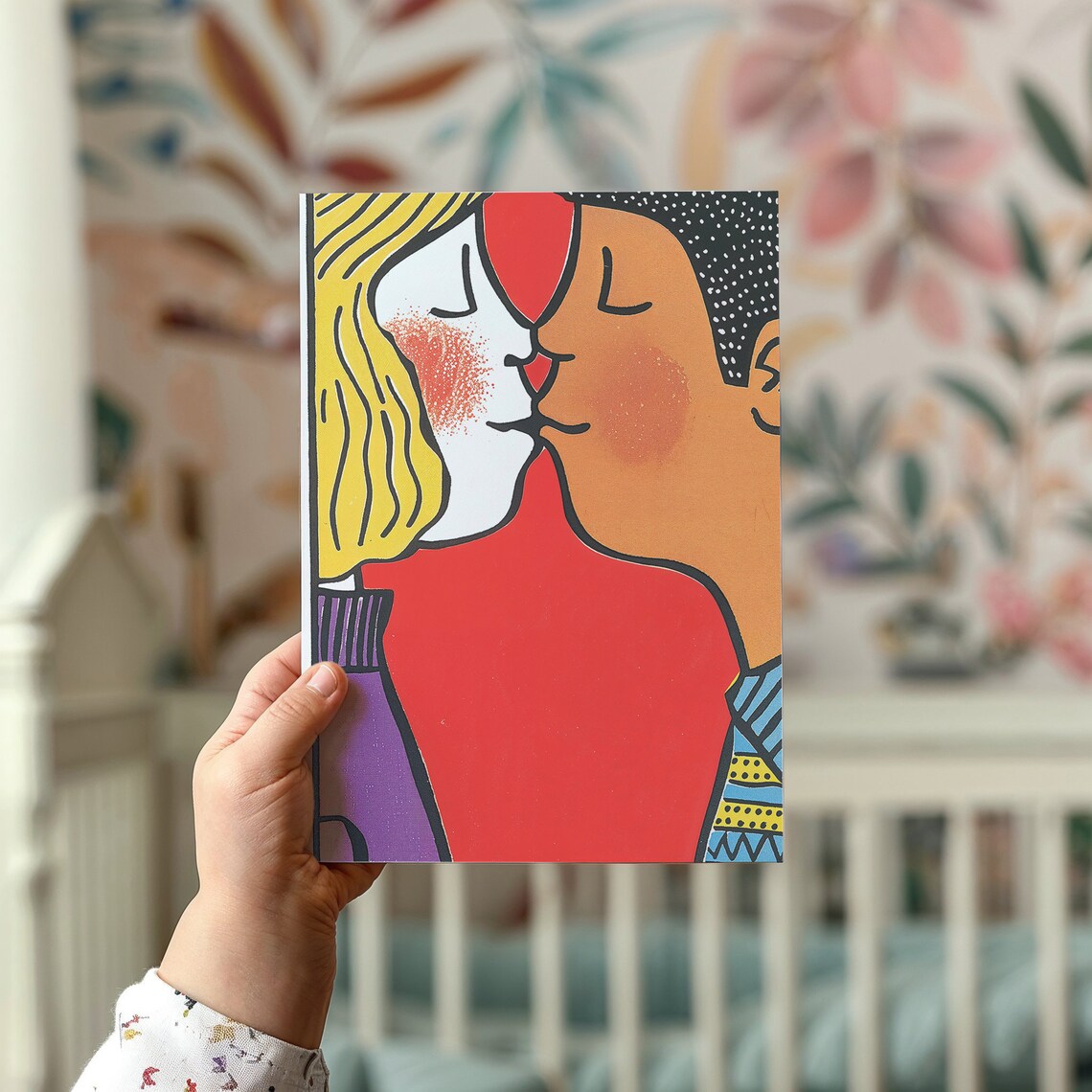 Couple Kiss Abstract Pop Art Love Embrace Colorful Modern Wall Poster - Image 2