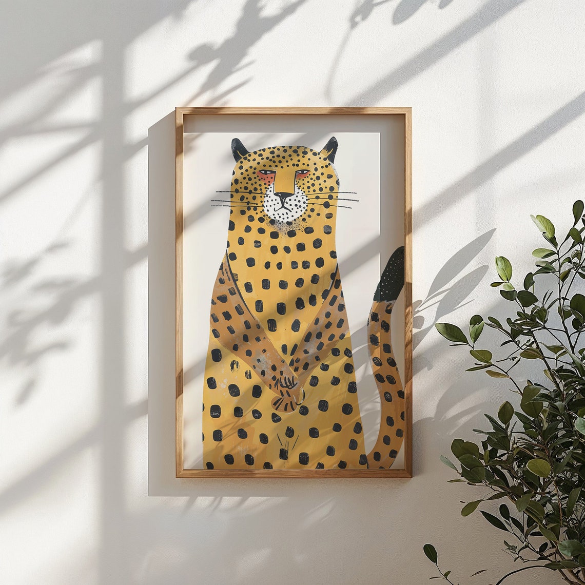 Whimsical Sitting Cheetah Illustrated Spotted Kids Safari Art Poster - Image 6