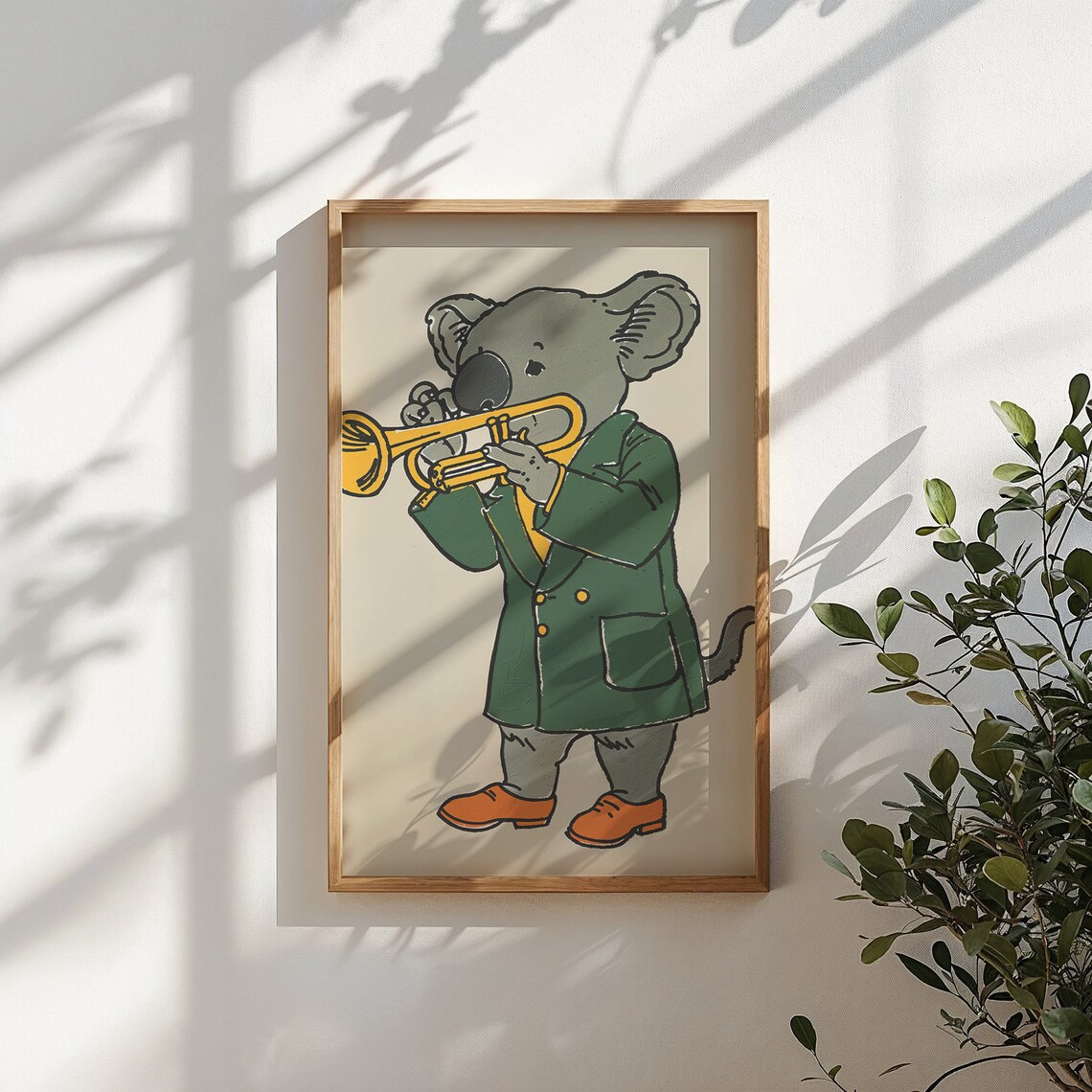 Koala Playing Gold Trumpet Green Suit Kids Music Room Wall Poster - Image 5
