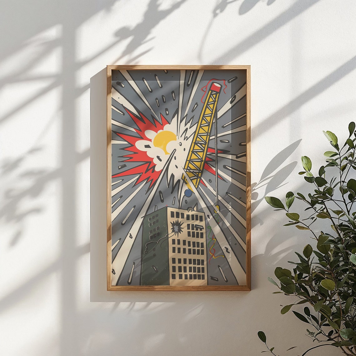 Pop Art City Crane Starburst Explosion Construction Kids Wall Poster - Image 5