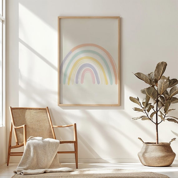 Pastel Rainbow Nursery Wall Art Modern Kids Room Decor Rainbow Poster Instant Gender Neutral Baby Gift