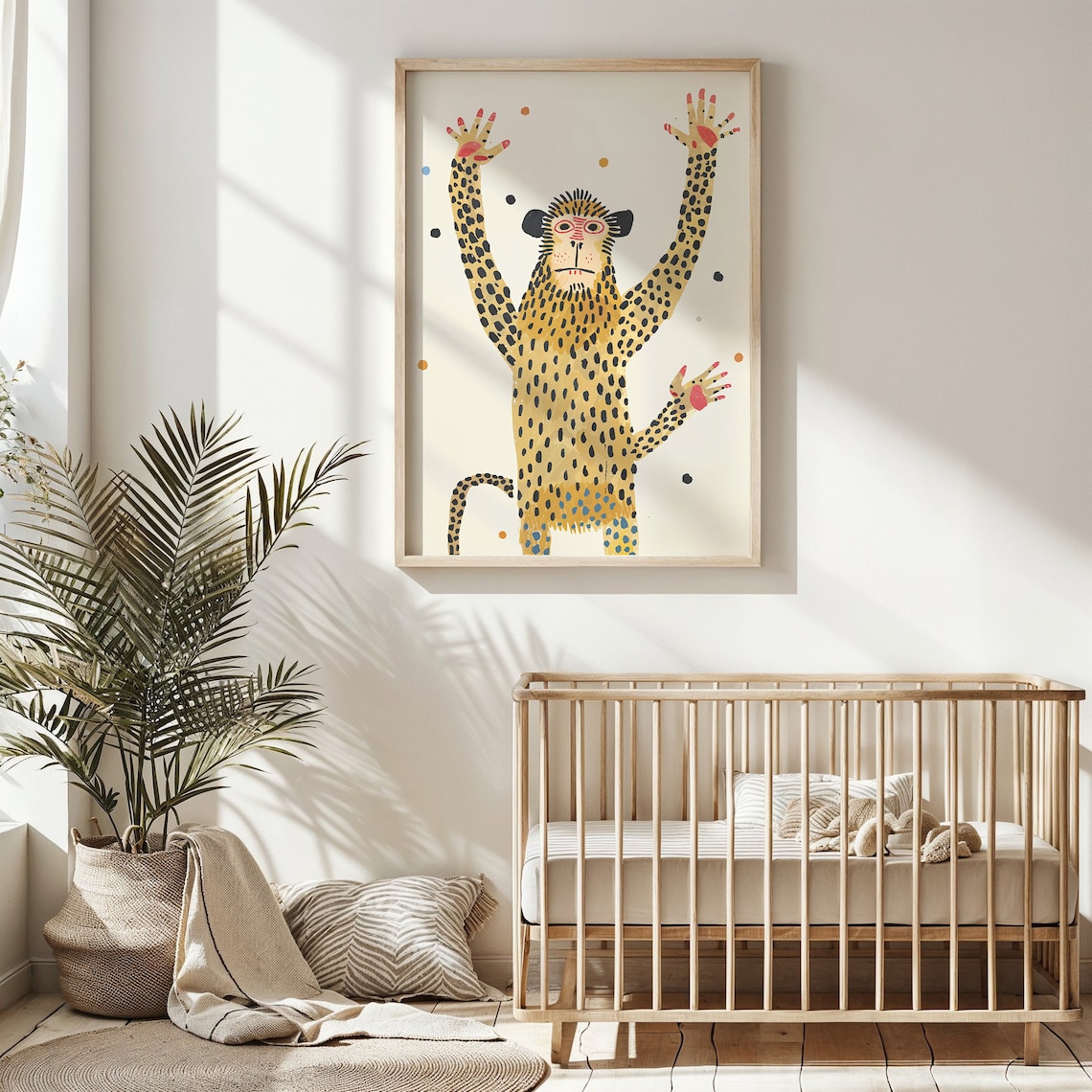 Playful Spotted Cheetah Confetti Dots Kids Safari Wall Art Poster