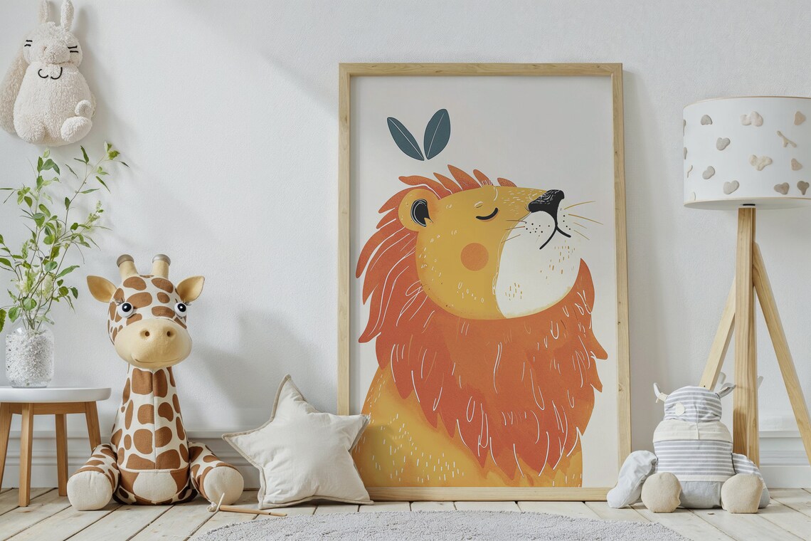 Lion Cub Nursery Animal Poster, Whimsical Decor - Image 3