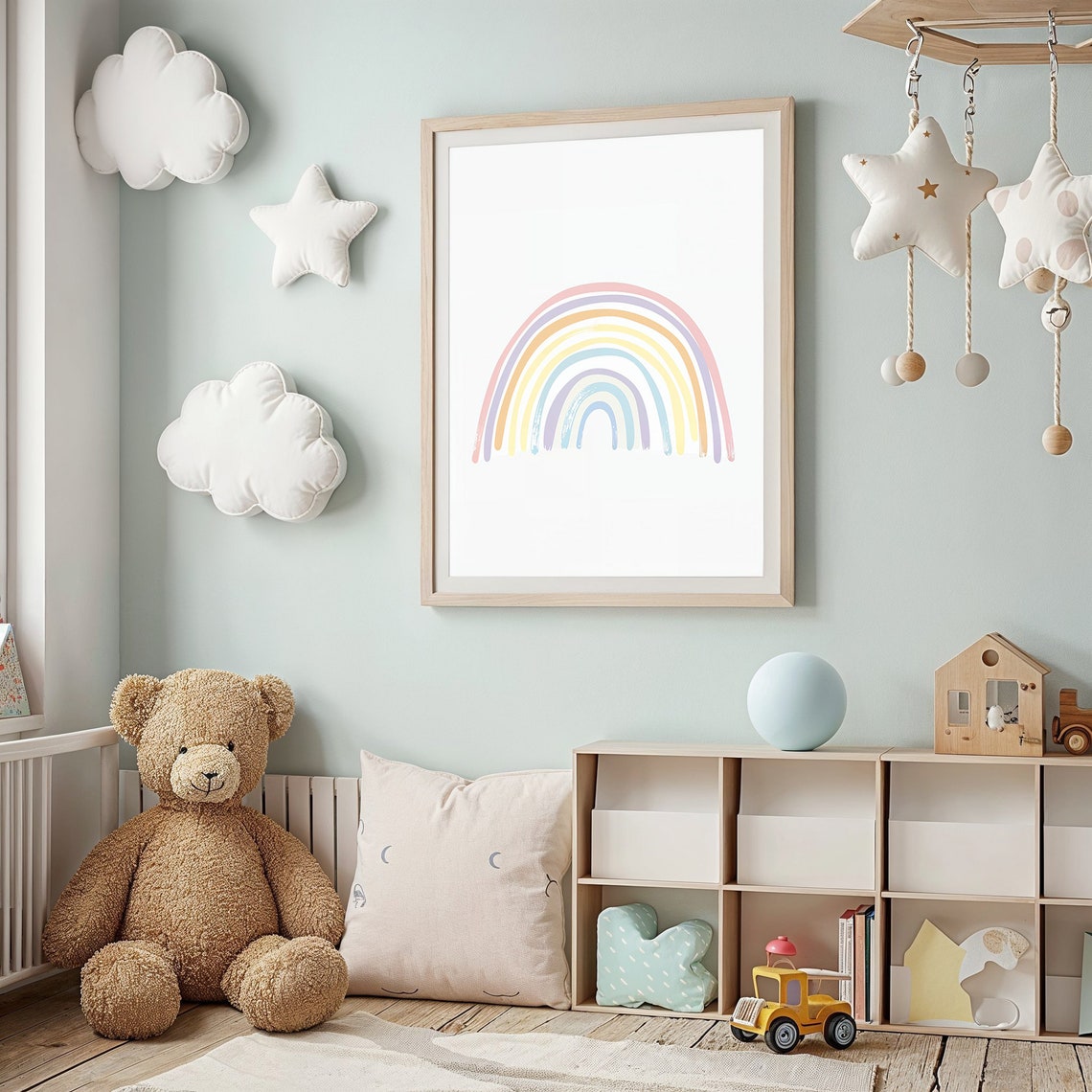 Soft Pastel Rainbow Arch Nursery Wall Art Print Kids Room Decor Poster - Image 3