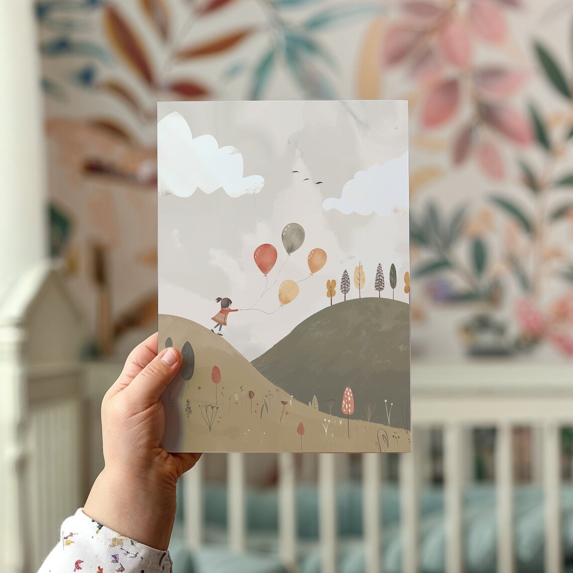 Girl With Balloons Nursery Room Wall Art Poster - Image 2