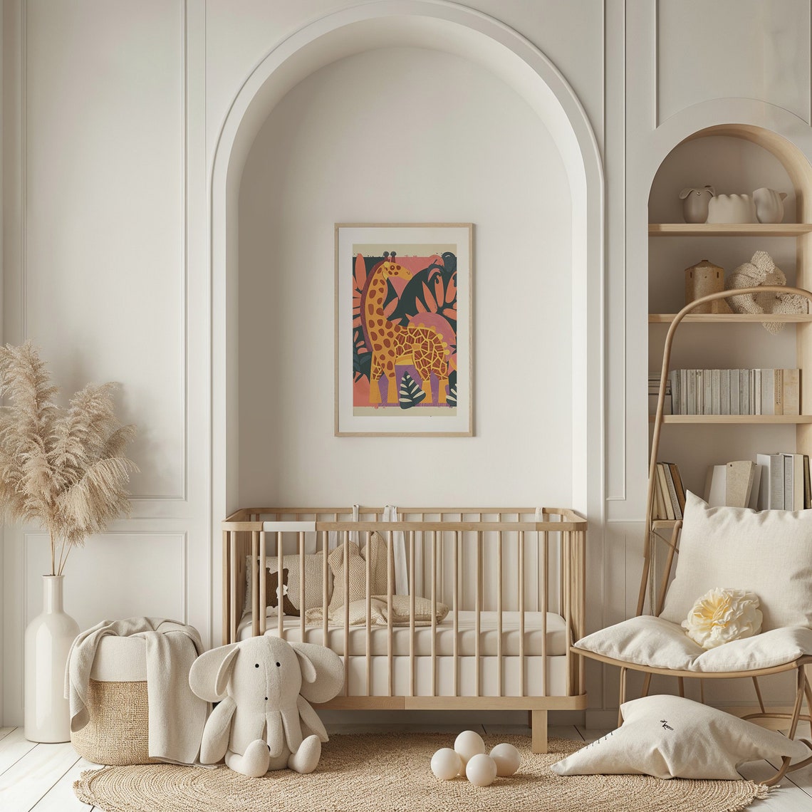 Tall Spotted Giraffe Colorful Abstract Jungle Nursery Poster - Image 2