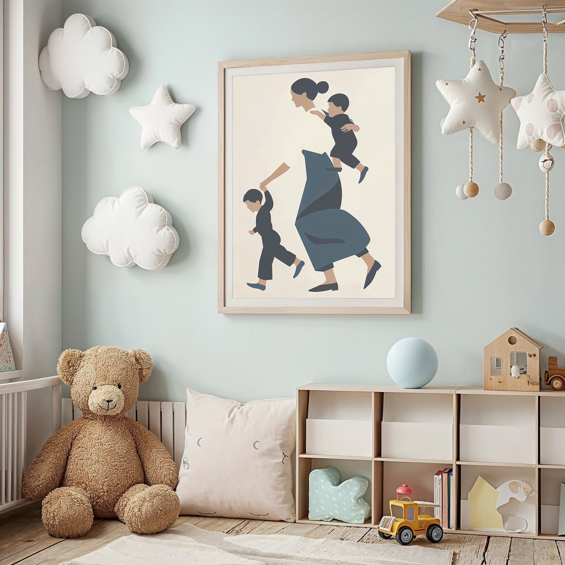 Mother Carrying Child Holding Hand Minimalist Motherhood Art Poster - Image 3