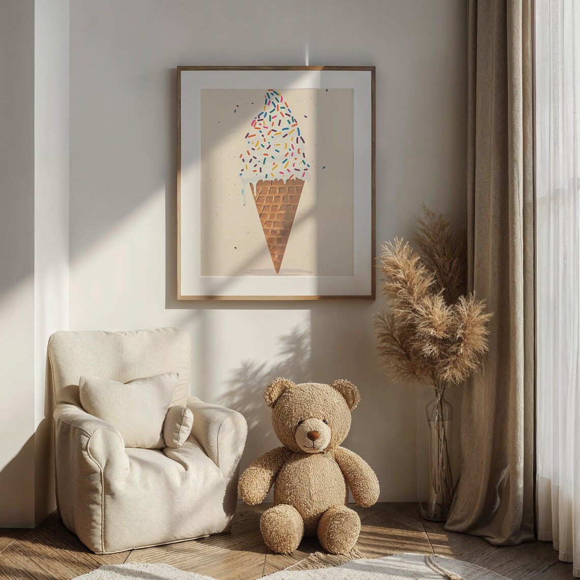 Ice Cream Cone Art Print, Nursery Kids Room Decor - Image 3