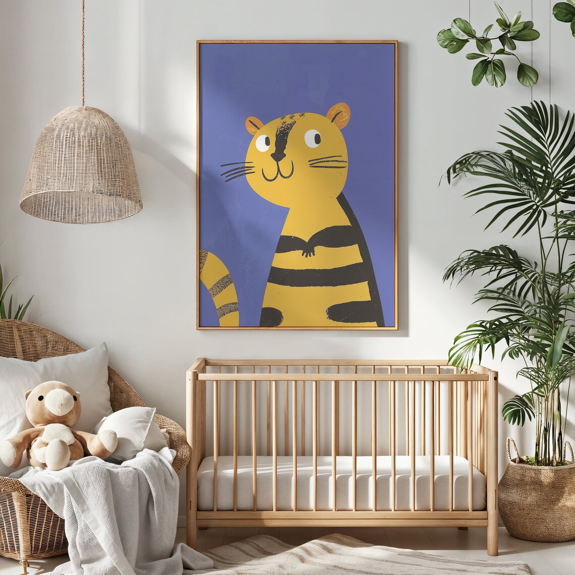 Smiling Orange Tiger Cub Cartoon Nursery Kids Room Animal Poster - Image 4